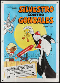 2p0367 SILVESTRO CONTRO GONZALES Italian 2p 1974 Bugs Bunny, Sylvester, Tweety, Speedy Gonzales!