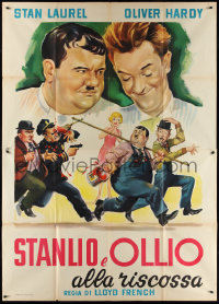 2p0368 STANLIO E OLLIO ALLA RISCOSSA Italian 2p 1962 Laurel and Hardy, different art, ultra rare!