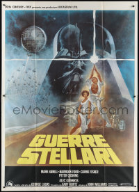 2p0370 STAR WARS Italian 2p R1980s George Lucas classic sci-fi epic, great art by Tom Jung!