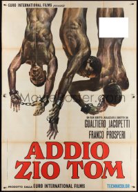 2p0375 WHITE DEVIL: BLACK HELL Italian 2p 1971 outrageous art of naked slaves hanging upside-down!
