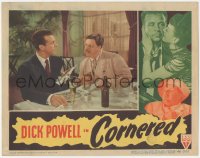 2p1226 CORNERED LC 1946 c/u of Dick Powell & Walter Slezak talking over drinks at restaurant!