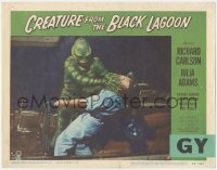 2p1227 CREATURE FROM THE BLACK LAGOON LC #5 1954 best close up of monster attacking man on boat!