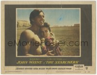 2p1415 SEARCHERS LC #1 1956 John Ford classic, c/u of barechested Jeff Hunter & scared Natalie Wood!
