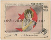 2p1422 SHEIK LC 1921 c/u of scared Agnes Ayres in moon, Paramount Valentino silent classic, rare!