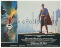 2p1442 SUPERMAN LC 1978 Christopher Reeve in costume with Metropolis skyline in the background!