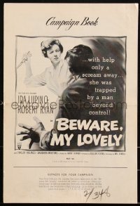 2p0135 BEWARE MY LOVELY pressbook 1952 flm noir, Ida Lupino trapped by a man beyond control, rare!