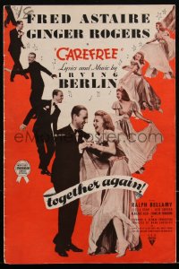 2p0138 CAREFREE pressbook 1938 Fred Astaire & Ginger Rogers dancing, Irving Berlin, ultra rare!