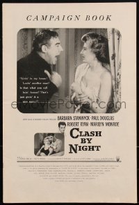 2p0142 CLASH BY NIGHT pressbook 1952 Fritz Lang, Barbara Stanwyck, Douglas, Marilyn Monroe shown!