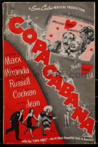 2p0144 COPACABANA pressbook 1947 Groucho Marx, Carmen Miranda, Steve Cochran, Gloria Jean, rare!