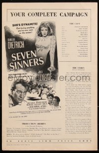 2p0214 SEVEN SINNERS pressbook R1948 different images of Marlene Dietrich & John Wayne, ultra rare!