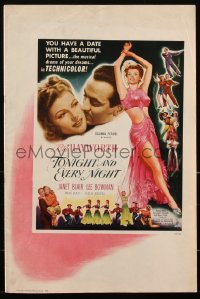 2p0235 TONIGHT & EVERY NIGHT pressbook 1944 sexy Rita Hayworth, Janet Blair, Lee Bowman, ultra rare!