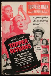 2p0236 TOPPER RETURNS pressbook 1941 Joan Blondell, Roland Young, Billie Burke, Rochester, rare!