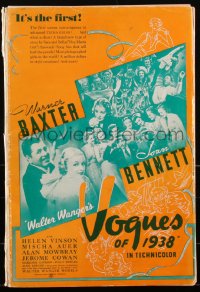 2p0240 VOGUES OF 1938 pressbook 1937 Warner Baxter & Joan Bennett, wonderful deco art, ultra rare!