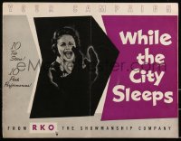 2p0242 WHILE THE CITY SLEEPS pressbook 1956 great image of Lipstick Killer's victim, Fritz Lang noir