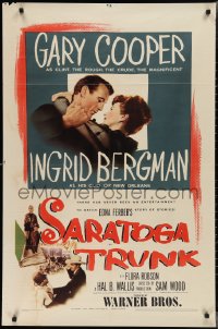 2p0956 SARATOGA TRUNK 1sh 1945 c/u of Gary Cooper about to kiss Ingrid Bergman, by Edna Ferber!