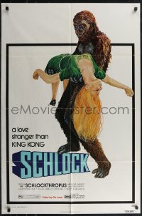 2p0958 SCHLOCK 1sh 1973 John Landis horror comedy, wacky art of ape man carrying sexy girl!