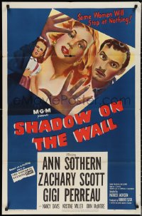 2p0962 SHADOW ON THE WALL 1sh 1949 cool film noir art of Ann Sothern who will stop at nothing!