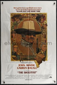 2p0966 SHOOTIST 1sh 1976 best Richard Amsel artwork of aging gunfighter John Wayne & cast!