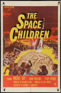 2p0972 SPACE CHILDREN 1sh 1958 Jack Arnold, great sci-fi art of kids, rocket & giant alien brain!