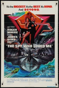 2p0976 SPY WHO LOVED ME 1sh 1977 great art of Roger Moore as James Bond by Bob Peak!
