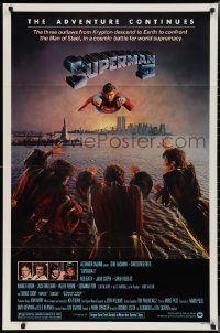 2p0989 SUPERMAN II studio style 1sh 1981 Christopher Reeve, Terence Stamp, great image of villains!