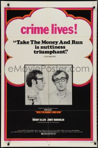 2p0993 TAKE THE MONEY & RUN 1sh 1969 wacky Woody Allen mugshot in classic mockumentary!