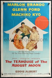 2p0995 TEAHOUSE OF THE AUGUST MOON 1sh 1956 art of Asian Marlon Brando, Glenn Ford & Machiko Kyo!