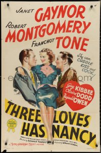 2p0998 THREE LOVES HAS NANCY style C 1sh 1938 directed by Richard Thorpe, Janet Gaynor!