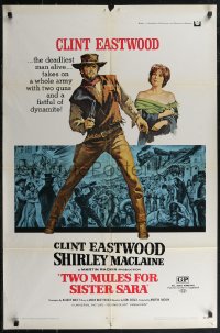 2p1010 TWO MULES FOR SISTER SARA 1sh 1970 art of gunslinger Clint Eastwood & Shirley MacLaine!