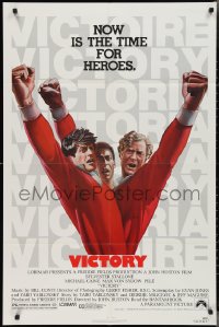 2p1024 VICTORY 1sh 1981 Huston, cast art of soccer players Stallone, Caine & Pele by Jarvis!