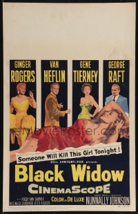2p0023 BLACK WIDOW WC 1954 Ginger Rogers, Gene Tierney, Van Heflin, George Raft, sexy art!