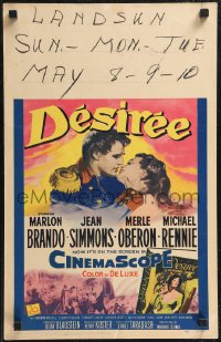 2p0038 DESIREE WC 1954 romantic artwork of Marlon Brando about to kiss pretty Jean Simmons!