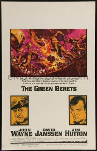2p0053 GREEN BERETS WC 1968 John Wayne, David Janssen, Jim Hutton, cool Vietnam War art!