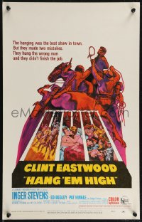 2p0056 HANG 'EM HIGH WC 1968 Clint Eastwood, they hung the wrong man, cool art by Sandy Kossin!