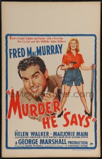 2p0078 MURDER HE SAYS WC 1945 classic Fred MacMurray screwball comedy, honor flysis, incom beesis!