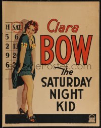 2p0105 SATURDAY NIGHT KID WC 1929 art of sexy Clara Bow showing her legs by big calendar, rare!