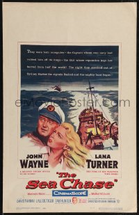 2p0106 SEA CHASE WC 1955 great artwork of sailor John Wayne & sexy Lana Turner, World War II!