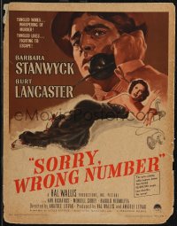 2p0108 SORRY WRONG NUMBER WC 1948 different art of Burt Lancaster & Barbara Stanwyck, ultra rare!