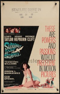 2p0114 SUDDENLY, LAST SUMMER WC 1960 artwork of super sexy Elizabeth Taylor in swimsuit!