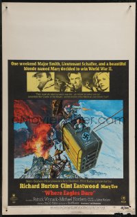 2p0121 WHERE EAGLES DARE WC 1968 Clint Eastwood, Richard Burton, Mary Ure, art by Frank McCarthy!