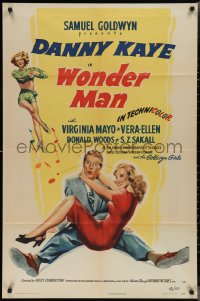 2p1038 WONDER MAN 1sh 1945 wacky Danny Kaye holds sexy Virginia Mayo + dancing Vera-Ellen!