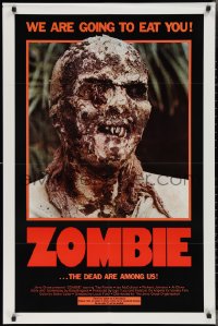 2p1048 ZOMBIE 1sh 1980 Zombi 2, Lucio Fulci classic, gross c/u of undead, we are going to eat you!
