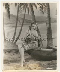 2p1806 BACK IN CIRCULATION 8x9.5 still 1937 sexy Joan Blondell with ukulele on South Seas beach!