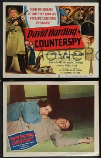 2p1487 DAVID HARDING COUNTERSPY 8 LCs 1950 Willard Parker with machine gun on title card and cool scenes!