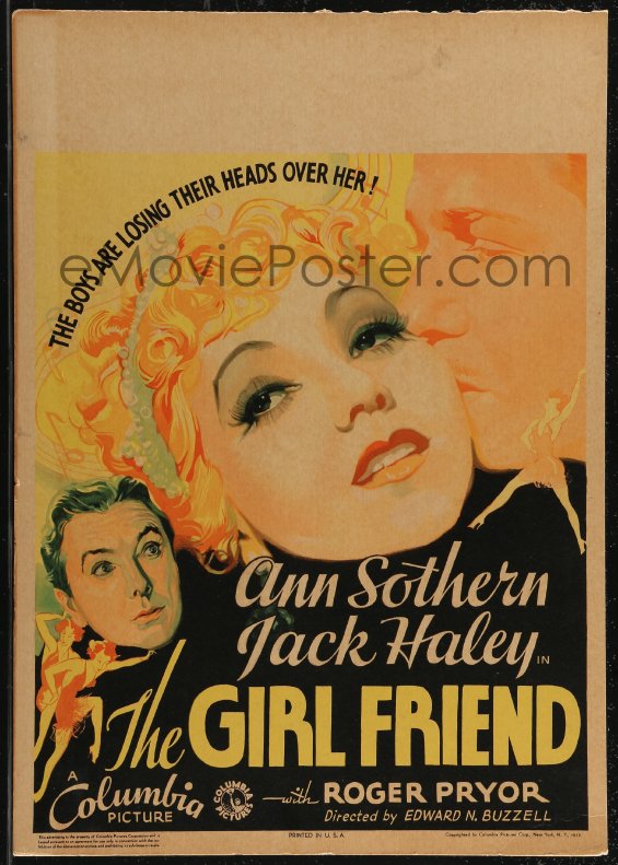 eMoviePoster.com: 2p0050 GIRL FRIEND WC 1935 great art of sexy Ann ...