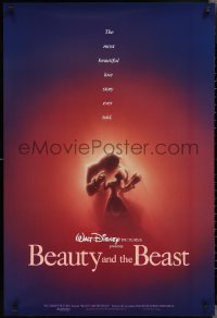 2r0855 BEAUTY & THE BEAST DS 1sh 1991 Disney cartoon classic, romantic dancing art by John Alvin!