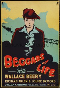 2r0856 BEGGARS OF LIFE 1sh R2017 Wallace Beery, wonderful vintage style artwork of Louise Brooks!