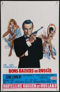 2r0228 FROM RUSSIA WITH LOVE Belgian R1970s Ciriello art of Connery as James Bond w/ sexy girls!