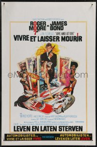 2r0233 LIVE & LET DIE Belgian 1973 art of Roger Moore as James Bond 007 by Robert McGinnis!