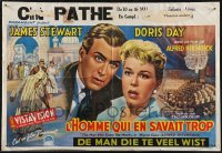 2r0234 MAN WHO KNEW TOO MUCH Belgian 1956 art of James Stewart & Doris Day, Alfred Hitchcock!